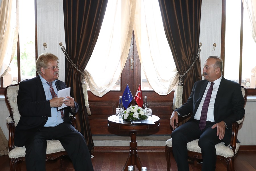 Elmar Brok, the current Chairman of the European Parliament Committee on Foreign Affairs, met with the Turkish Foreign Minister Mevlüt Çavuşoğlu on August 25, 2016. This was the first high rank official visit from the EU after the coup attempt.   AA PHOTO /  FATİH AKTAŞ