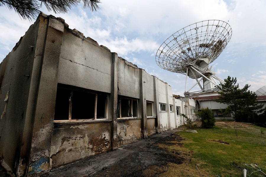 Türksat, the Turkish communication satellite station: one of the institutions that was bombed by the organizers of the coup attempt, on July 15, 2016. Two people lost their lives and four others were injured by the bombing.  AA PHOTO /  MEHMET ALİ ÖZCAN