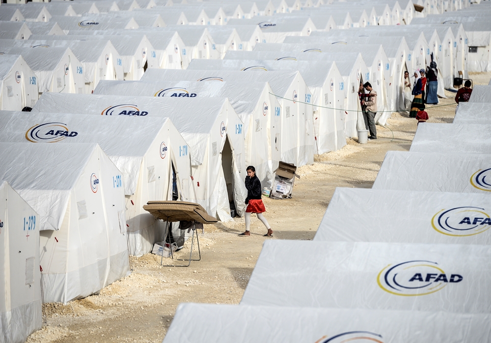 A general view of a refugee camp for Syrian Kurdish refugees on February 2, 2015, at Suruc, in Sanliurfa. AFP PHOTO / BÜLENT KILIÇ