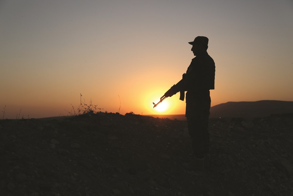 The Peshmerga forces in Iraq are on guard against possible attacks from ISIL a thousand kilometer along the border line.  AA PHOTO /  EMRAH YORULMAZ