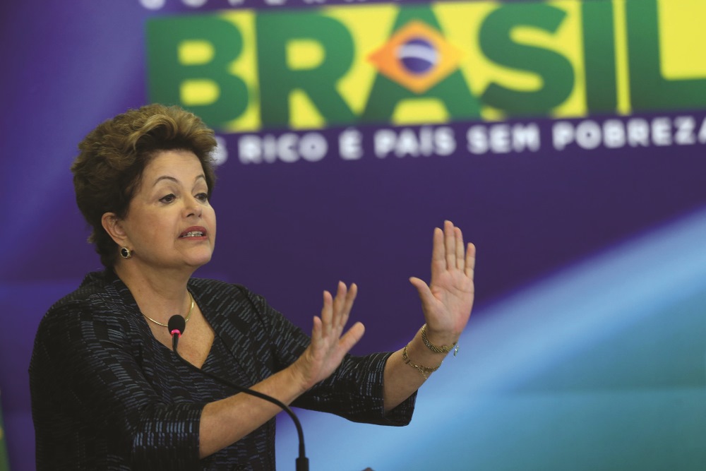 BRAZIL, Brasilia:  The president of Brazil, Dilma Rousseff during  the signing ceremony of the first public announcement  of terminals  for private use,  at the Planalto Palace, seat of government in Brasilia, capital of Brazil. ESTADAO CONTEUDO / Andre Dusek